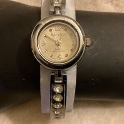 SilverTone Quartz Water Resistant Watch With Rhinestones,by MARCO MAX
