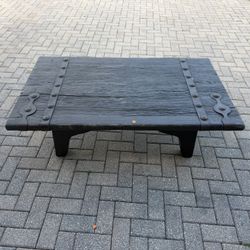 Rustic Wood Coffee Table with Metal Accents