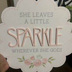 She Sparkles Floral Wood Decor