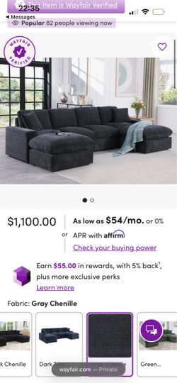 Large Gray Chenille Sectional Sofa with Ottomans