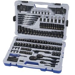 WESTWARD Socket Wrench Set: 1/4 in, 3/8 in, 1/2 in Drive, 183 Piece, 6-Point, Metric/SAE