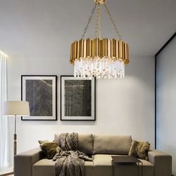 9-Light Dimmable Crystal Chandelier