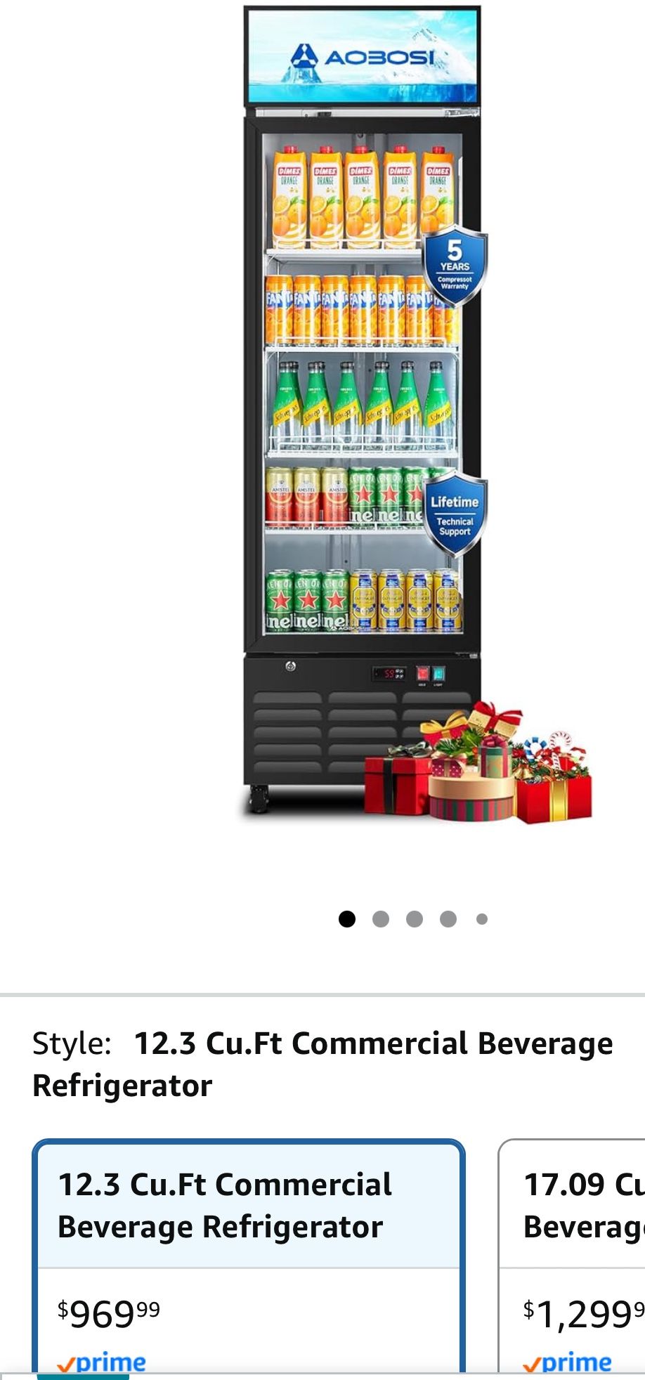 AAOBOSI Commercial Merchandiser Refrigerator,12.29 Cu.Ft Glass Door