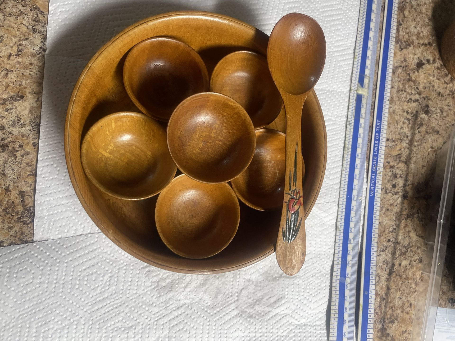 7” Diam. Wooden Bowl Set
