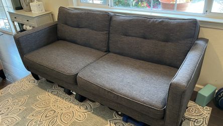 **Dark Brown 3-Seat Sofa – Good Condition – $150**