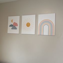 Nursery Art Rainbow Sun Cloud