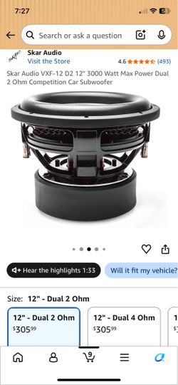 12” 3000 watt skar competition subwoofer