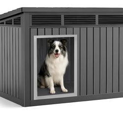 Dog House Indoor Outdoor,Waterproof Dog House for Small to Medium Dogs,Doghouse with Air Vents and Elevated Floor,Openable at The Top,Easy to Assemble