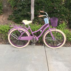 24” Huffy Nel Lusso Ladies/Girls Lavander Beach Cruiser 