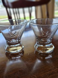Set of 2 Grey Goose Vodka Stemless Martini Glasses - Heavy Base Barware