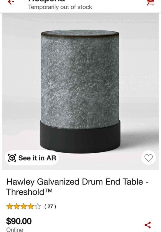 Hawley Galvanized Drum End Table $40 EACH