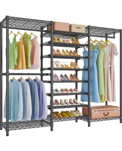 Heavy Duty large Garment Rack Freestanding Clothes Rack Closet Storage