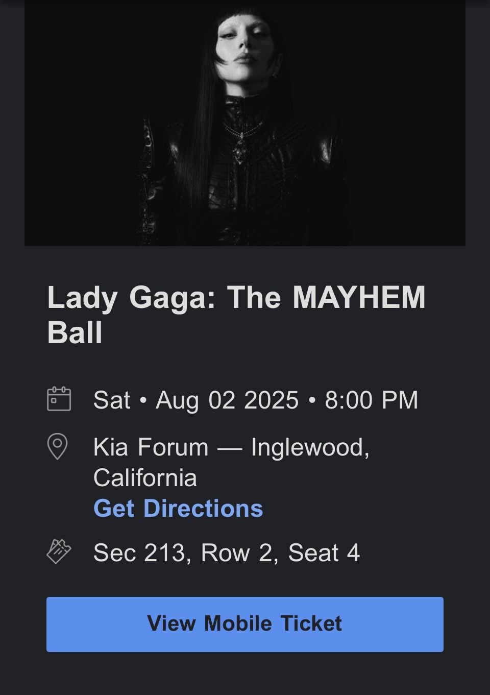 Lady Gaga SIDE STAGE Ticket For Sale (Price is firm)