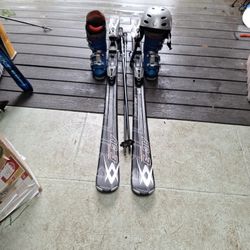180cm Volki Skis Lange Boots Us 10.5 Helmet And Poles