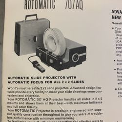 SAWYER ROTOMATIC 707 AQ SLIDE PROJECTOR with SLIDE TRAYS and SLIDE VIEWER