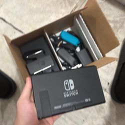 Nitendo Switch With Cords Dock Joy Cons    Bundle 