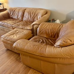 Leather Couch, Armchair, Ottoman — MUST GO BY MAY 1st