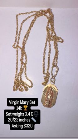 14k gold virgin mary set