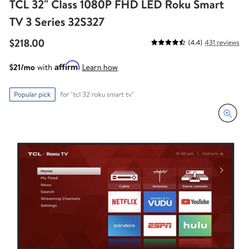 TCL 32 INCH ROKU SMART TV
