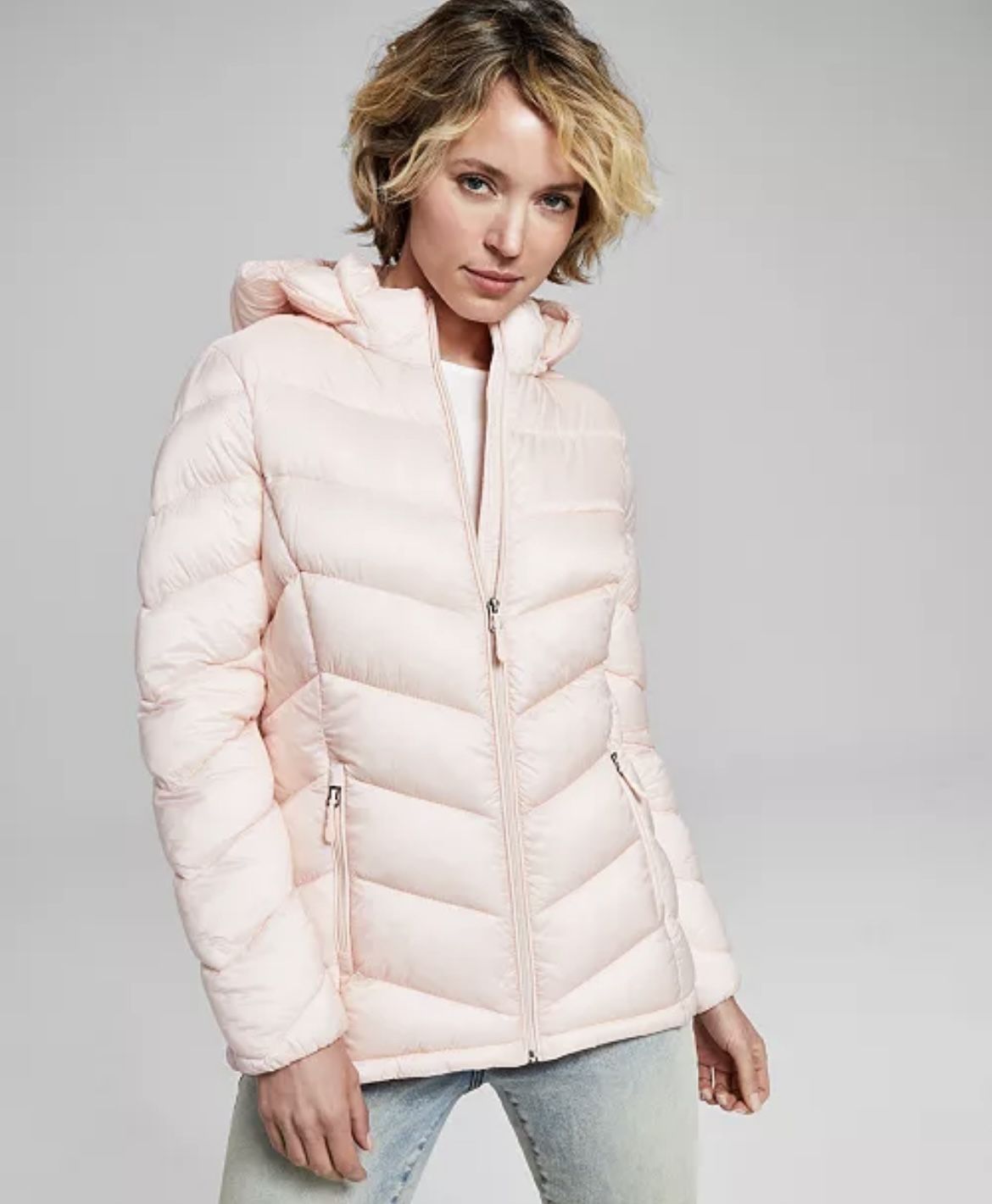 NEW WITH TAG Charter Club Women's Packable Hooded Puffer Coat-Soft Pink SIZE XXS