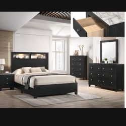 4- Pc Bedroom set Dresser,Mirror Nightstand (1) Queen size bed frame Not including Mattress and Box Sp