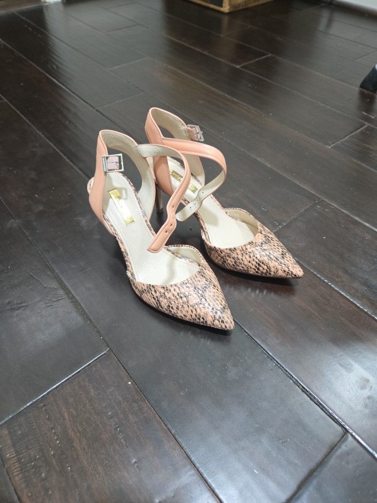 Louise Et Cie Pink Print Heels. Snake Print