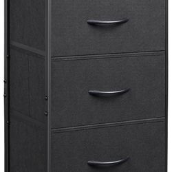 3-Drawer Fabric Dresser / Nightstand (Charcoal Black, Corner Unit)