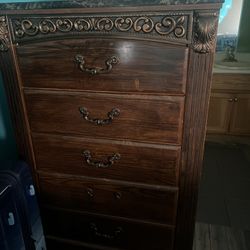 Wooden Dresser With Marble Top
