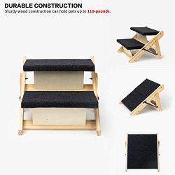 New Pet Stairs Steps Foldable 2 Level Dog Stairs & Ramp Perfect for Beds and Cars Capacity up to 110 lbs