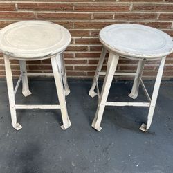 Vintage Metal Stools - Set Of Two
