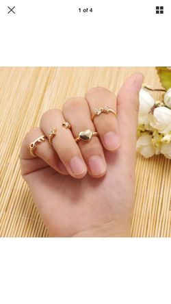 6pcs Gold Heart Star Knuckle Midi Rings