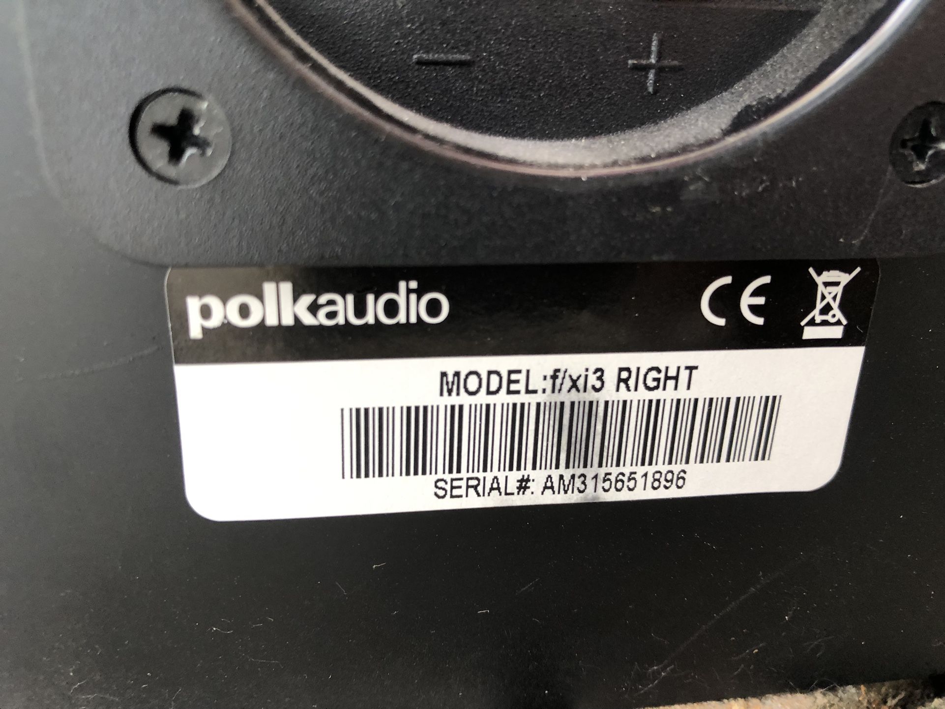 Polk Audio f/xi3 Right & Left Speakers f/xi3 w/ Grills for Sale in