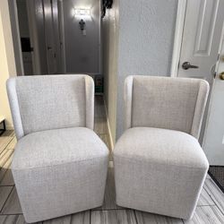 Plush Beige Living room Accent chairs/Dining Room End Chairs with Rollers- BRAND NEW !!!