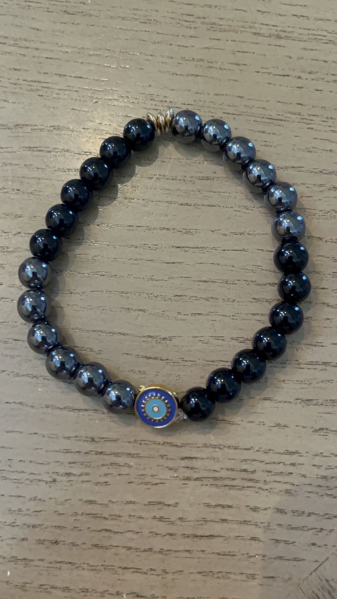 Handmade Black & Silver Evil Eye Bracelet
