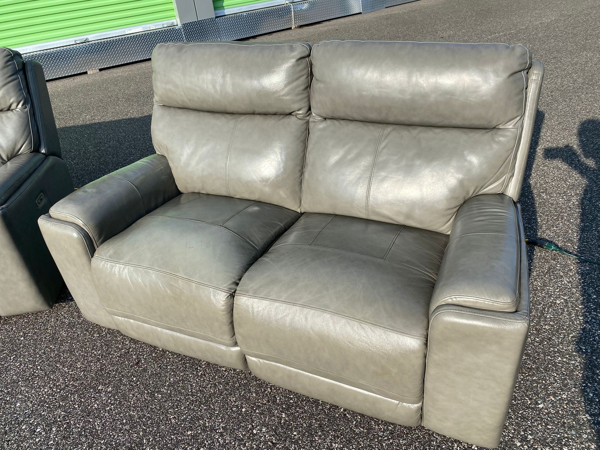 FREE DELIVERY AND INSTALLATION - Gray Set Orion Power Reclining Sofa Love Seat