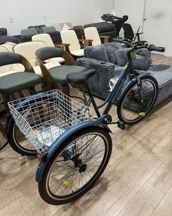 7-Speed 3 Wheel Mountain Bike for Adults, 26 Inch Cruiser Trike with Front Disc Brake, Front Suspension Fork, Rear Cargo Basket, 350lbs Capacity, Men