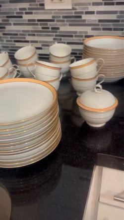 Vintage dinnerware with gold trim