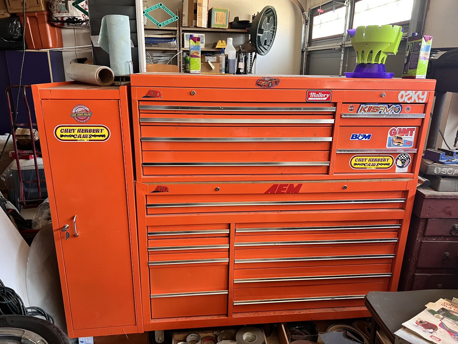 XXL Orange Drawer Toolbox Roller Cabinet w/ Hutch and Side Locker