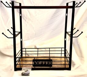 NEW Coffee Bar Organizer – 2-Tier Mug Holder Station with 12 Hooks (Assembled)