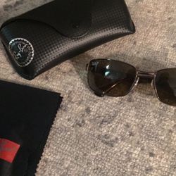 RAY-BAN BROWNISH CRYSTAL POLARIZED SPORT WRAP SUNGLASSES