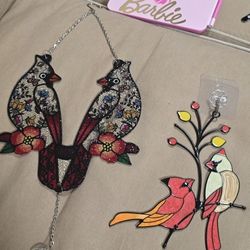 Glass Cardinals Window Decor