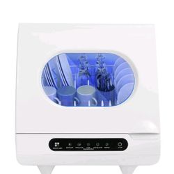 Amonse Portable Countertop Dishwasher, 5 Washing Programs and High Temperature ,White