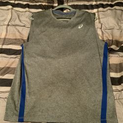 Aisics Grey Large Mens Running Vest Sleeveless 