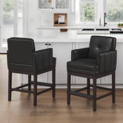 2X black 27” Faux Leather Barstools 