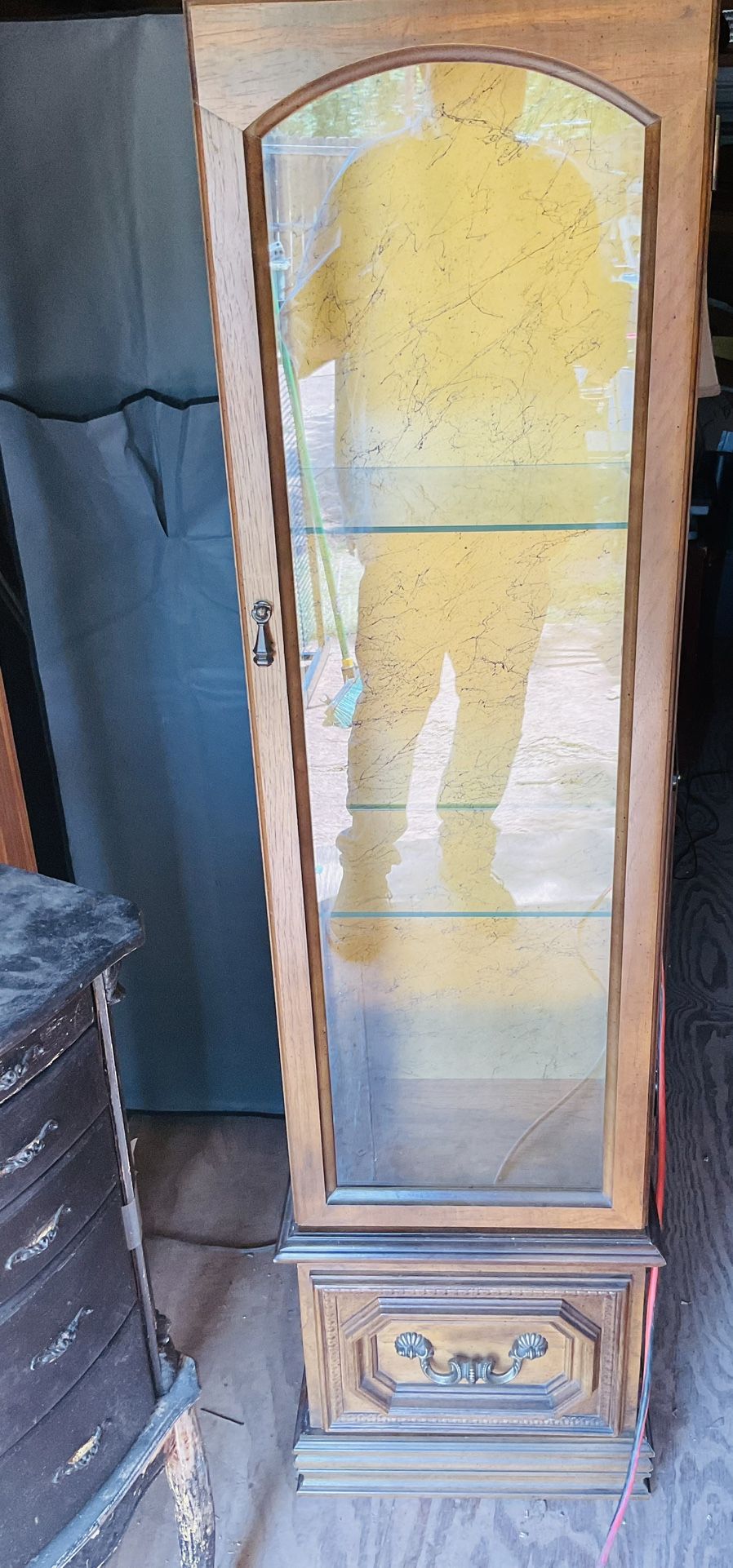 Pretty cabinet it’s 66 inches tall 15 nches wide and 11 inches deep