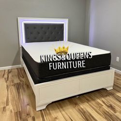 NEW QUEEN BED FRAME WITH MATTRESS