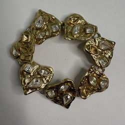YVES SAINT LAURENT Vintage YSL By Robert Goossens Crystal Heart gold bracelet