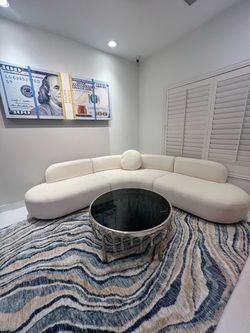 Curved Cream Boucle Sectional Sofa On Sale At Millennial Furniture