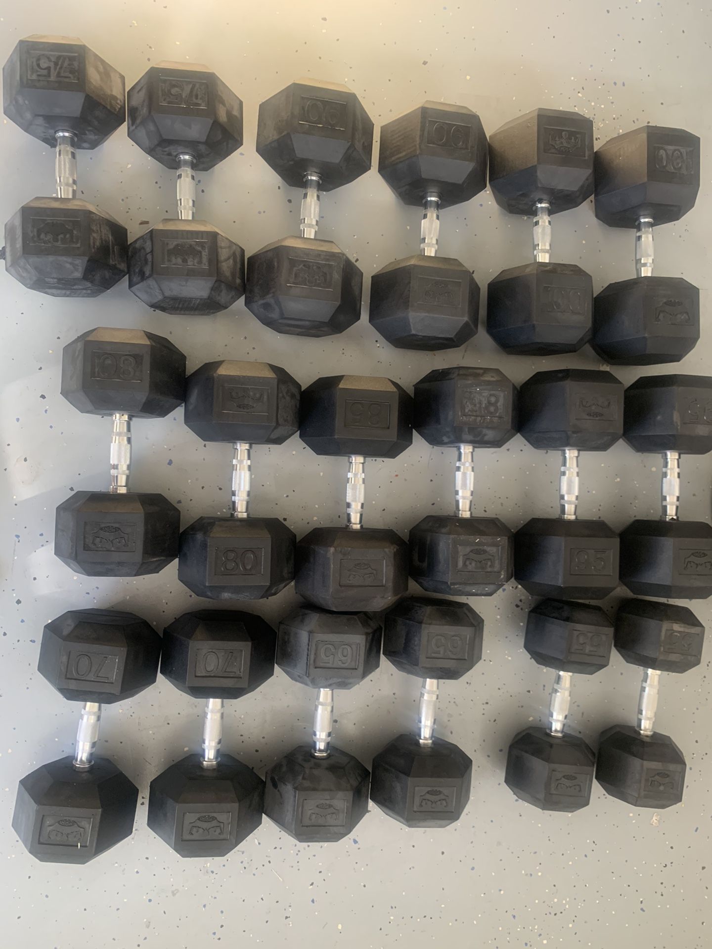 Rubber dumbbell set 55-100lbs