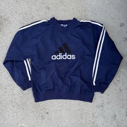 Navy and white Adidas windbreaker size medium see measurements